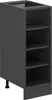 A dark gray kitchen cabinet with open shelves and a black leg. Anteprima dell’immagine prodotto