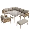 Gartenmöbelset - Beige - Ecksofa & Glastisch - verzinktes Produktbild-Vorschau 6