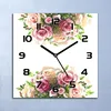 Wanduhr Echt-Glas-Küchenuhr Aquarell Rosenstrauß Quarz Produktbild-Vorschau 1