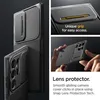 Collage of product images showcasing a phone case with a lens protector and unique grip. Podgląd zdjęcia produktu
