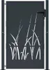A dark gray metal garden gate with a white grass design cut out. Produktbild-Vorschau