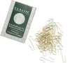 A box of Christmas ornament hangers and a pile of gold-colored metal hangers on a white background. Produktbild-Vorschau