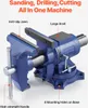 A blue vise with labels pointing out its features. Anteprima dell’immagine prodotto