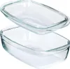 Two clear glass baking dishes, one stacked on top of the other. Anteprima dell’immagine prodotto