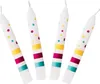 Four birthday candles with colorful stripes and dots on a white background. Anteprima dell’immagine prodotto