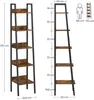 A size chart showing dimensions of a ladder bookshelf, with two views of the product and human figures for scale. Náhled obrázku produktu