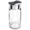 A clear studio shot of a glass spice jar with a silver and black lid. Produktbild-Vorschau