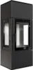 A black modern fireplace with glass panels. Produktbild-Vorschau