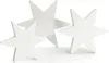 Three white wooden stars of different sizes are arranged on a white background. Produktbild-Vorschau