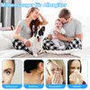 A family with a dog and baby on a bed, with smaller images below showing skin issues, neck irritation, and people sneezing. Produktbild-Vorschau