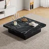 A marble-look square coffee table in a living room setting. Produktbild-Vorschau