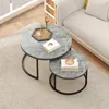 HOMCOM Couchtisch rund 2er Set Stapelbarer Wohnzimmertisch Produktbild-Vorschau 8