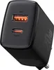 A black USB charger with two ports. Produktbild-Vorschau