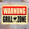 Warnung Grillzone Metallschild XXL mit Grill, Aufschrift Produktbild-Vorschau 2