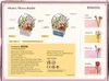 The back of a product box for a wooden flower basket craft kit, showing details about the product, its components, and certifications. Podgląd zdjęcia produktu