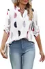 ASKSA Damen Bluse V-Ausschnitt Chiffon Drucken Oberteile Produktbild-Vorschau 1