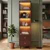 Vitrinen Hochschrank mit LED Beleuchtung Glastür und 2 Produktbild-Vorschau 9