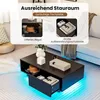 A modern living room setting featuring a black coffee table with interior lighting. Anteprima dell’immagine prodotto