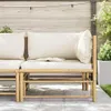 vidaXL Garten-Ecksofa mit Kissen Cremeweiß Bambus Produktbild-Vorschau 2