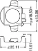 Technical drawing of an LEDriving adapter with dimensions. Náhled obrázku produktu