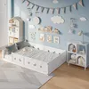 A child's bedroom with a bed, bookshelf, and decorations. Produktbild-Vorschau