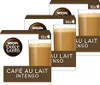 Three boxes of Nescafé Dolce Gusto coffee capsules are stacked, with glasses of coffee shown in front of two of the boxes. Voir les images du produit