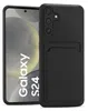 A black phone case with a card slot is shown next to a phone displaying "Galaxy S24". Anteprima dell’immagine prodotto