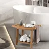 COSTWAY 60,5x34x48 cm Ławka prysznicowa łazienkowa, ławka z Podgląd zdjęcia produktu 2