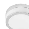 A close-up, top-down view of a modern ceiling light with a chrome trim and a white diffuser. Produktbild-Vorschau