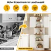 A split image showing a messy kitchen counter on the left and a neatly organized corner cabinet on the right, with an arrow indicating the transformation. Podgląd zdjęcia produktu