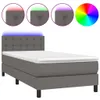 vidaXL Boxspringbett mit Matratze & LED Grau 80x200 cm Produktbild-Vorschau 1