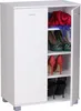 A white shoe cabinet with its doors open, displaying shoes and scarves on shelves. Náhled obrázku produktu