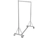 A silver metal garment rack with wheels. Produktbild-Vorschau