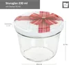 A clear studio shot of a glass jar with a decorative lid. Produktbild-Vorschau
