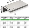 A diagram and table showing the dimensions of a furniture handle. Produktbild-Vorschau