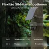A security camera with a solar panel attached to a tree in the rain. Produktbild-Vorschau