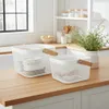 Elegante Metall Drahtkörbe Weiss mit Holzgriff: 2er-Set Produktbild-Vorschau 2