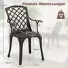 A diagram showing the dimensions of a garden chair, with measurements indicated in centimeters. Podgląd zdjęcia produktu