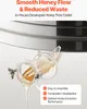 Close-up of a honey extractor's honey flow outlet with honey dripping out, accompanied by marketing text highlighting features. Anteprima dell’immagine prodotto
