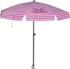 A pink and white striped umbrella on a white background. Produktbild-Vorschau