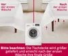 A comparison of a tablecloth before and after washing, showing shrinkage. Produktbild-Vorschau