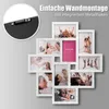 A collage of photos displayed in a multi-photo frame, with text overlay indicating easy wall mounting. Produktbild-Vorschau