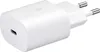 A white Samsung fast charging adapter with a USB-C port and European-style prongs. Produktbild-Vorschau