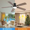 A split image showing a ceiling fan in different settings, one for summer cooling and one for winter air circulation. Produktbild-Vorschau