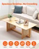 A coffee table in a living room setting, with icons representing its uses at the bottom. Produktbild-Vorschau