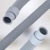 Close-up view of two sections of a grey corrugated hose with plastic connectors. Produktbild-Vorschau