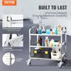VEVOR 3-stupňový mobilný laboratórny vozík z nehrdzavejúcej Náhľad obrázku produktu 2