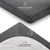 A close-up view of a fitted sheet, showing its texture and elastic band. Produktbild-Vorschau