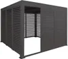A dark gray aluminum pergola module with louvred panels, shown from a three-quarter angle against a white background. Náhľad obrázku produktu