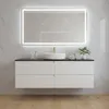 A modern bathroom vanity with a sink and mirror. Produktbild-Vorschau